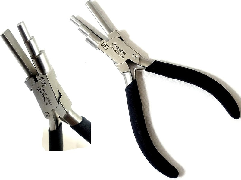CYNAMED German Heavy Duty Bail Making Pliers,6 IN 1 Wire Looping Forming Pliers, BIG SIZE LOOPING PLIERS 13,16 & 20MM,SMALL LOOPING PLIER, 5, 7,10MM Anti Slip comfort grip handle - Image 1